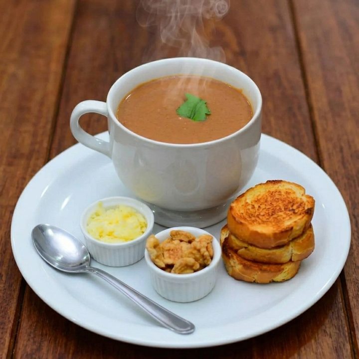 Caldo de feijão com torradas