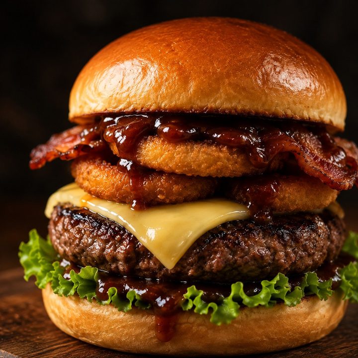 Lanche Barbecue com anéis de cebola