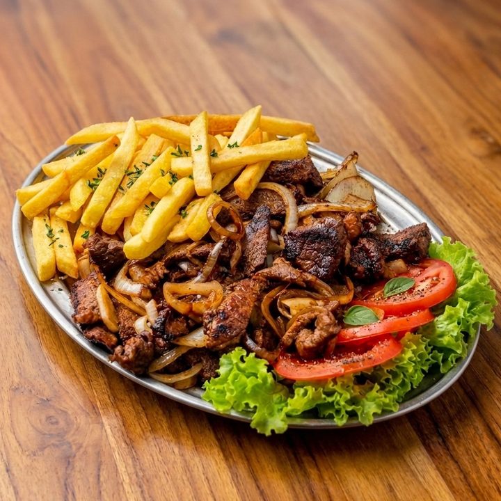 Porção de contra filé com fritas
